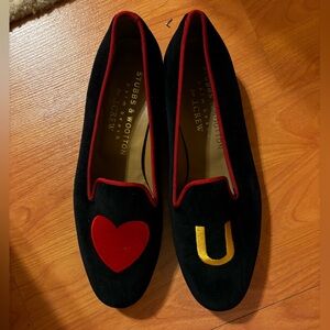 Stubbs and Wootton x J Crew Heart Velvet Flats Loafers Women’s Size 9 NEW